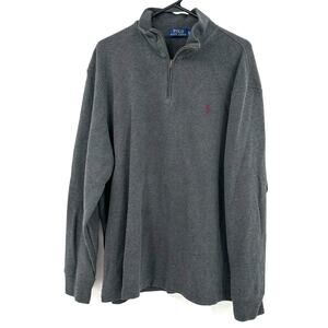 Polo Ralph Lauren Size XL Quarter Zip Pullover Sweater Gray Warm 100% Cotton‎